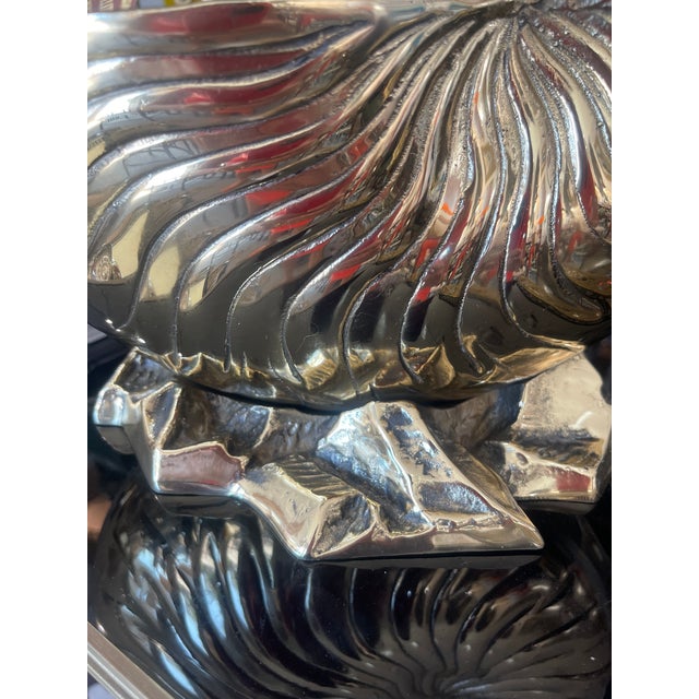 Pair of Large Solid Brass Nautilus Shell Bottle Coolers or Planters For Sale - Image 10 of 11