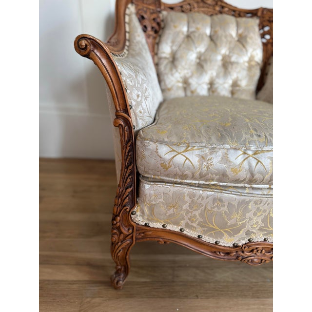Vintage 1960s French Provincial Carved Armchair by Deutsche Bros., Chicago For Sale - Image 9 of 12