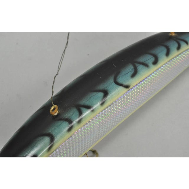 Late 20th Century Vintage Wooden Giant Rapala 28” Fishing Lure Hanging Display W / Rainbow Decal For Sale - Image 5 of 18