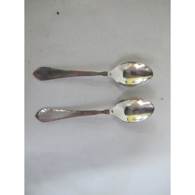 Metal Georg Jensen Sterling Silver Continental Antik Large Youth Teaspoon Set of 2 For Sale - Image 7 of 7