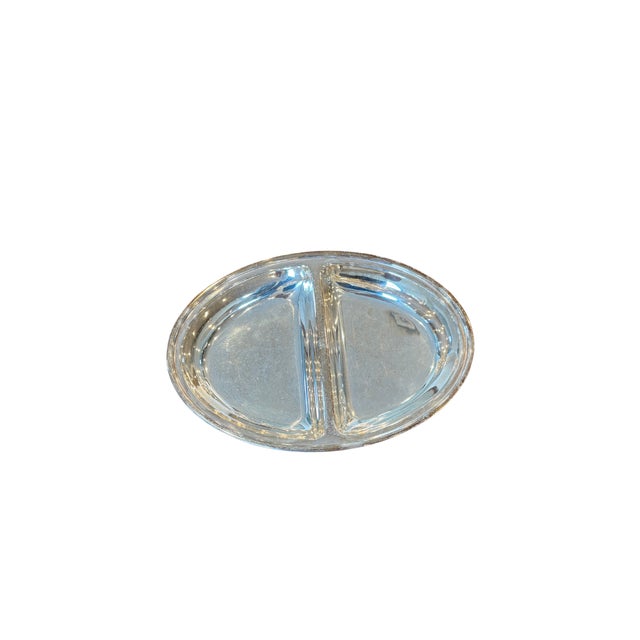 English Vintage Hotel Silver Small Oval Divided Dish For Sale - Image 3 of 3