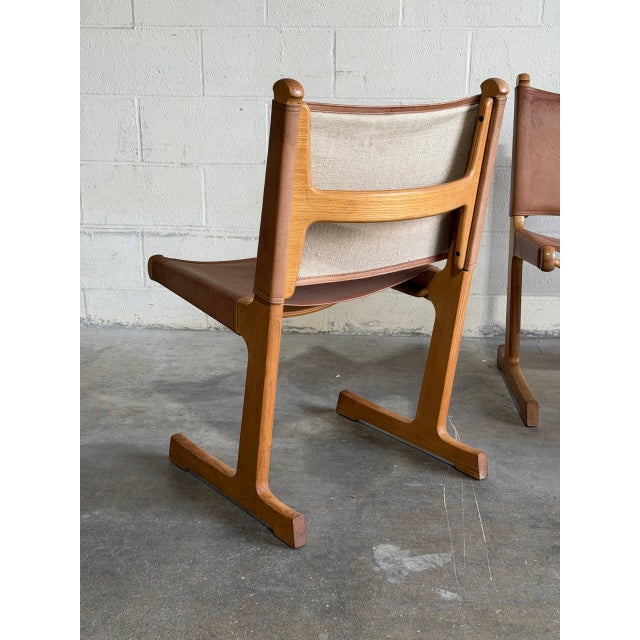 Saddle Brown Leather Dining Chairs Set of 4 Mid-Century Modern 1970s For Sale - Image 12 of 14