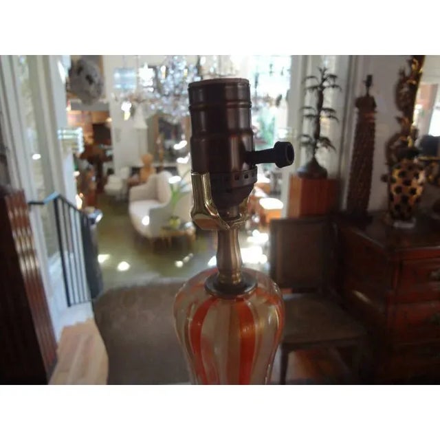 1960's Large Orange and White Italian Murano Glass Lamp by Barovier For Sale In Houston - Image 6 of 9