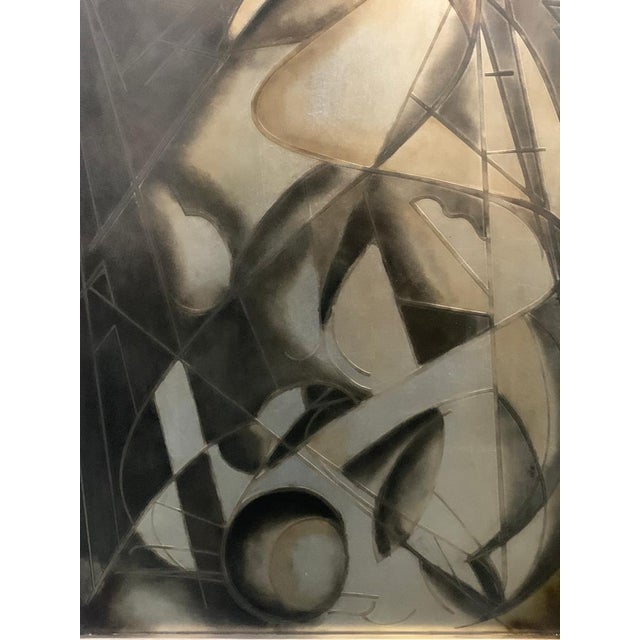 Futurist Painting in Back Treated Glass by Lam Lee Group, 1980 For Sale - Image 4 of 13