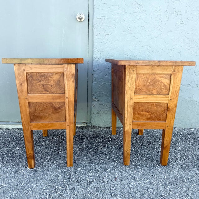 Wood Vintage Rustic Olive Burlwood Nightstands/Mini Chests - A Pair For Sale - Image 7 of 10