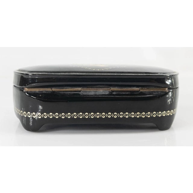 Black 1990s Russian Lacquer Fedoskino School Painted Box For Sale - Image 8 of 13
