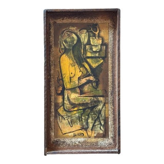 Mid 20th Century Mid-Century Modern California Modernist Seated Nude Painting by Leon d'Usseau (Dusso) For Sale