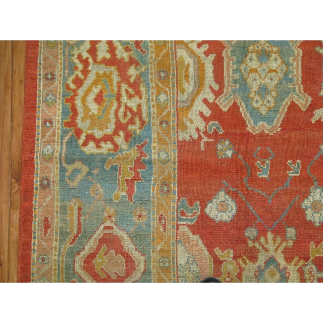 Gold Late 19th Century Antique Zabihi Collection Turkish Oushak Rug For Sale - Image 8 of 10