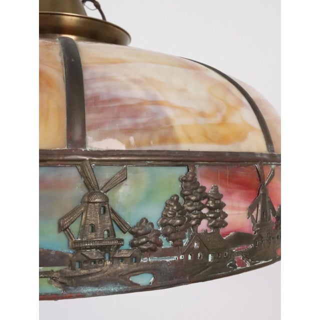 1910s Windmill Caramel Slag Glass Pendant Light For Sale - Image 4 of 12