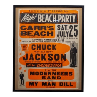 R&b Singer Chuck Jackson Jumbo Concert Poster, 1964 For Sale