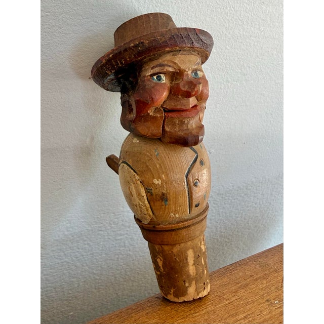 Brown 1920s Vintage Hand Carved Hand Painted Cork Screw For Sale - Image 8 of 10