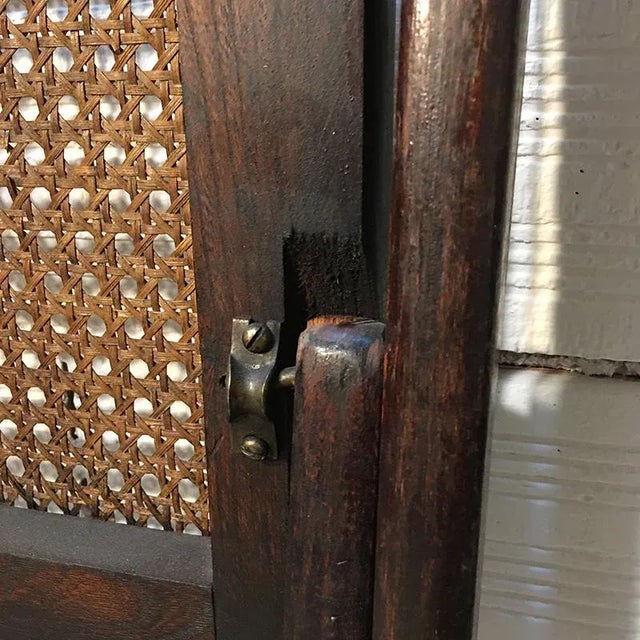 Mid-Century American Walnut and Straw Folding Chairs, 1950s, Set of 4 For Sale - Image 11 of 14