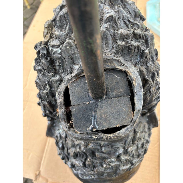 Wood Vintage Metal Bust of Greek or Roman Scholar For Sale - Image 7 of 7