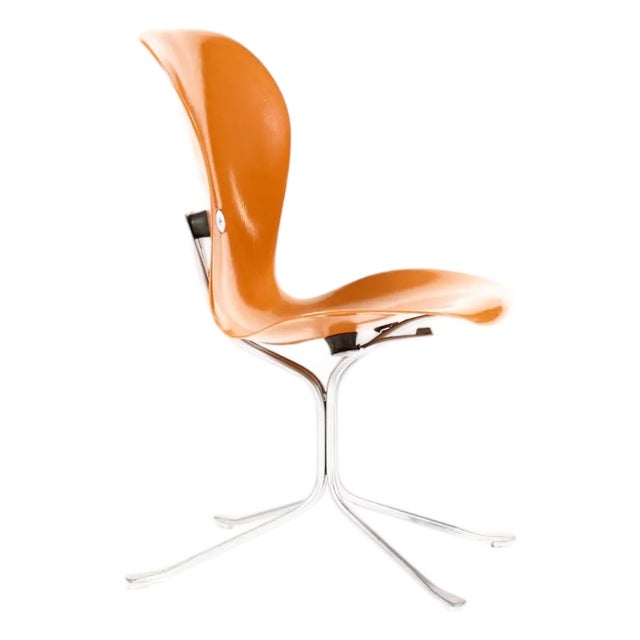 Mid Century Vintage Space Age Ion Chair — Gideon Kramer Attributed — Orange Fiberglass For Sale