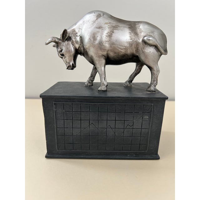 Vintage Bull & Bear Stock Market Bookends, Silver-Tone Metal For Sale - Image 12 of 15