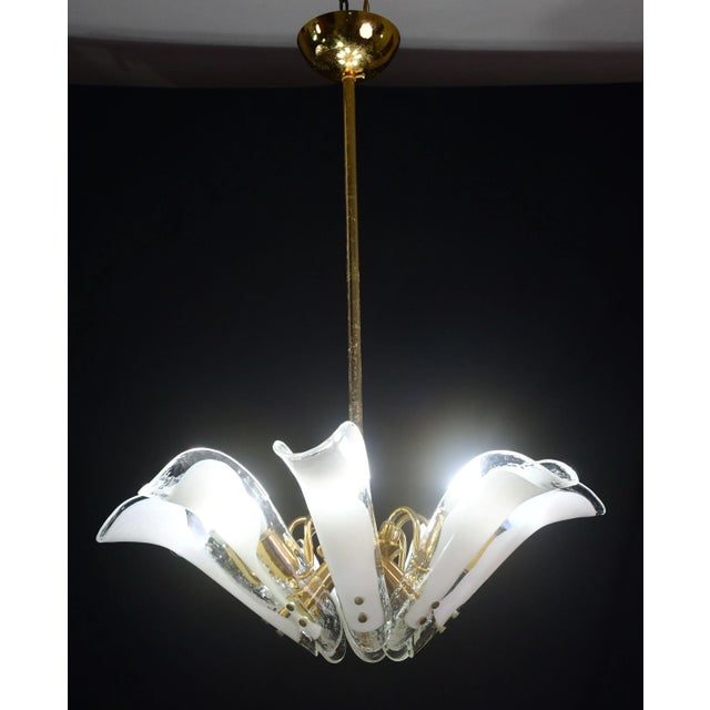 1970s 1970s Murano White Glass Petal Chandelier For Sale - Image 5 of 14