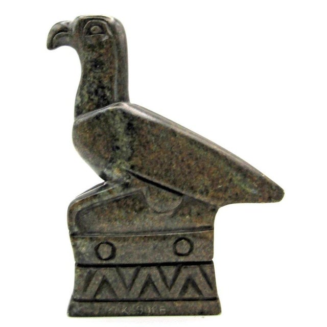 African Hand Carved Great Zimbabwe Bird Soapstone Sculpture by Shona Artisan Takesure For Sale - Image 3 of 12