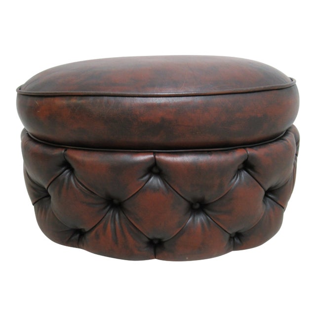 Modern Council Furniture New Orleans Leather Chesterfield Foot Stool