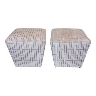Ethan Allen Upholstered Ottomans - a Pair For Sale