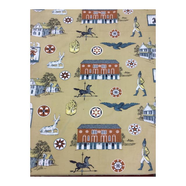 1950s Figurative Printed Cotton Twill Pillow Fabric For Sale