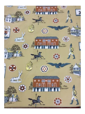 1950s Figurative Printed Cotton Twill Pillow Fabric