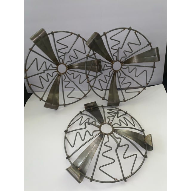 Abstract French Folk Art . Set of 3 French Folk Art Metal Basket Bowls, Late 20th Century For Sale - Image 3 of 12