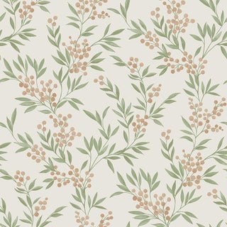 SAMPLE - Boråstapeter Forest Berries Wallpaper In Leaf And Stone For Sale