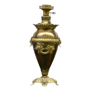 Victorian Converted Banquet Oil Lamp With Lion Motifs by the Meteor Lamp Company