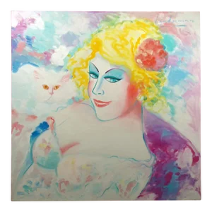 Earl Linderman "Pussycats" Signed Original Oil Painting 36x36 Unframed