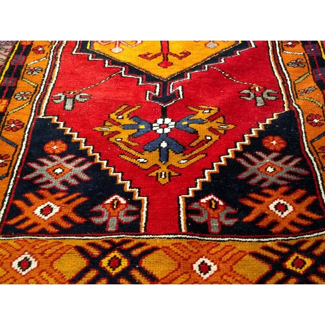 Turkish Vintage Turkish Oushak Runner, Handwoven Wool Pile, Geometric Pattern, 3' x 15' For Sale - Image 3 of 16