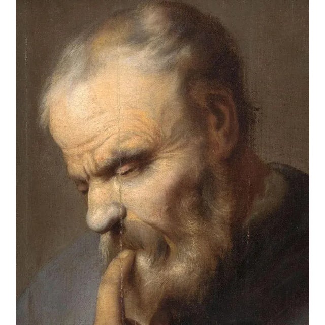 Attribution to Christoph Paudiss (1625-1666) "Anxious Thinker" 17th Century Dutch School, 17th Century Oil on canvas...