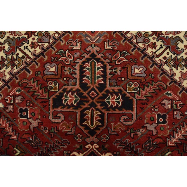 Heriz Rug 7’10” X 10’6” Red Wool Vintage Tribal Hand-Knotted Oriental Carpet For Sale - Image 9 of 15