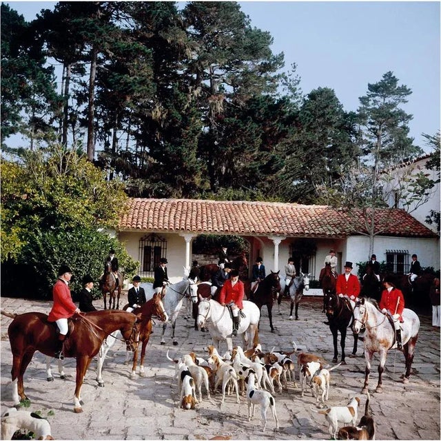 Pebble Beach Hunt 1976 Riders gather in the courtyard of Richard Collins’ House for the stirrup cup libation, before the...