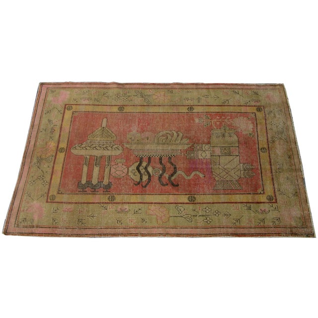 1900s Antique Uzbek Khotan Samarkand Rug-8'10'' X 5'6'' For Sale In Los Angeles - Image 6 of 6