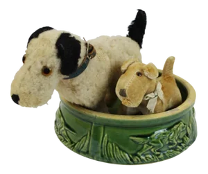 Steiff Dogs With Dog Bowl - Set of 3
