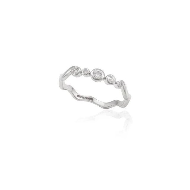 Art Deco Classic Wave Diamond Wedding Band Stack in 18k Solid Gold Size 7 For Sale - Image 3 of 14
