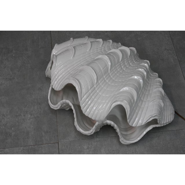 Mid-Century Modern Large Ceramic Clam Shell Lamp by Studio A Smania Milano, Italy, 1970s For Sale - Image 3 of 10