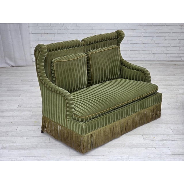 Vintage Danish Two-Seater Sofa in Green Furniture Velour, 1950s For Sale - Image 9 of 18