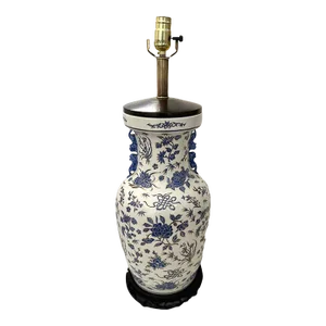 Vintage Chinoiserie Blue & White Vase Table Lamp