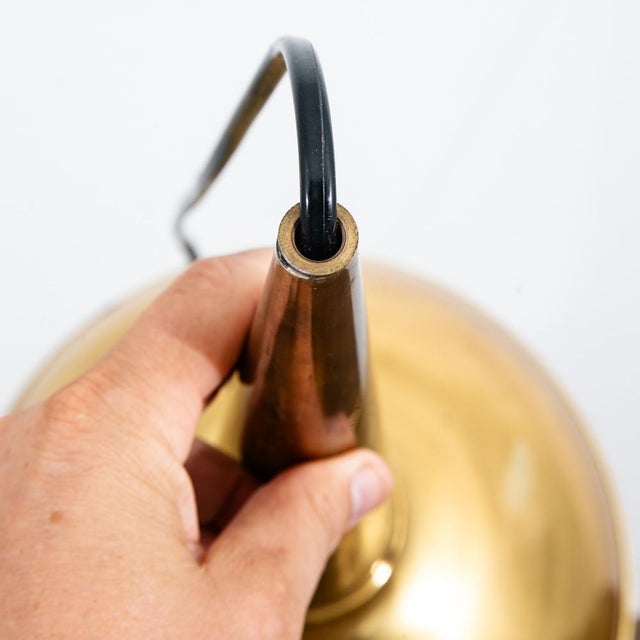 Mid 20th Century Danish Modern Gold Brass Pendant Lights - a Pair Rewired For Sale - Image 12 of 12