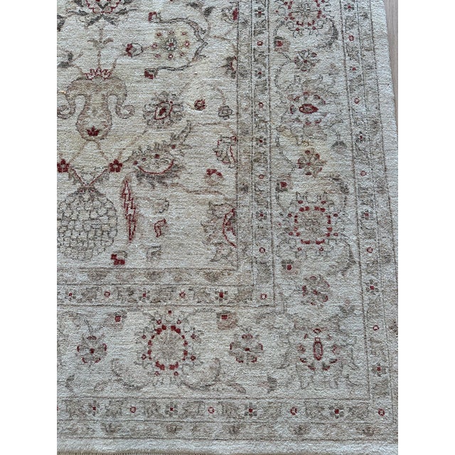 Modern Late 20st Century Modern Peshawar Carpet, Ivory Field, Ivory Border, Gray, Coral For Sale - Image 3 of 11