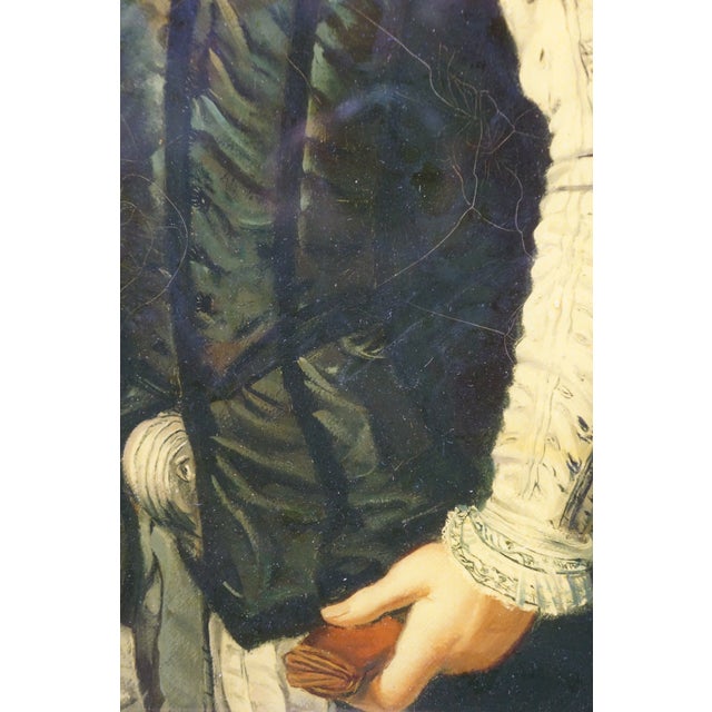 Late 20th Century Lodovico Capponi Oil on Canvas Aristocrat Portrait Painting After Bronzino 22" For Sale - Image 6 of 13