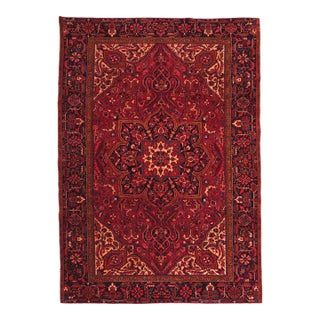 1960s Vintage Persian Handmade Wool Cotton Red Area Rug For Sale