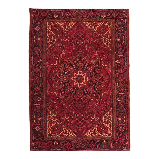 1960s Vintage Persian Handmade Wool Cotton Red Area Rug For Sale