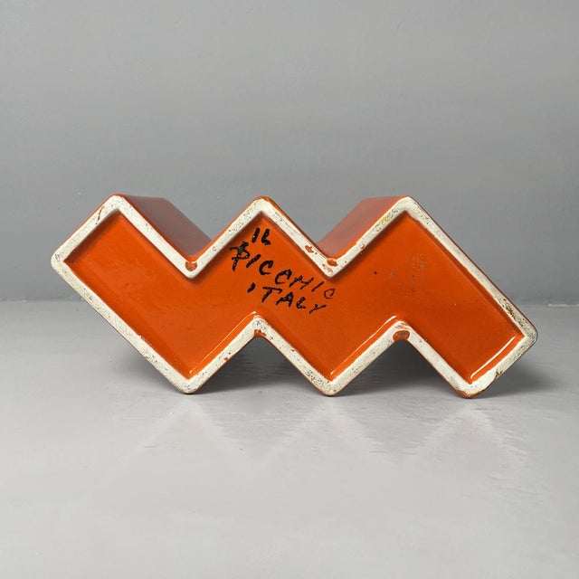 Orange Italian Modern Orange Ceramic Vase by Enzo Bioli for Il Picchio, 1970s For Sale - Image 8 of 14