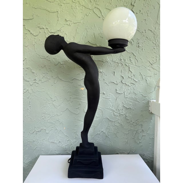 Late 20th Century Late 20th Century Large Art Deco Revival Nude Woman Figural Table Lamp For Sale - Image 5 of 10