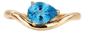 Swiss Blue Topaz Engagement Ring | Curved Solitaire East-West Ring | December Birthstone Ring Us 7
