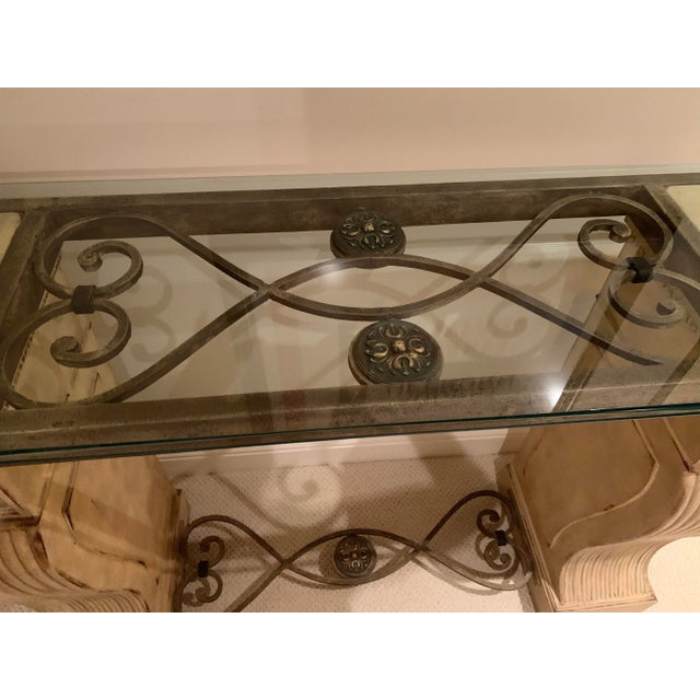 Stone Base With Glass Top Console Table Chairish