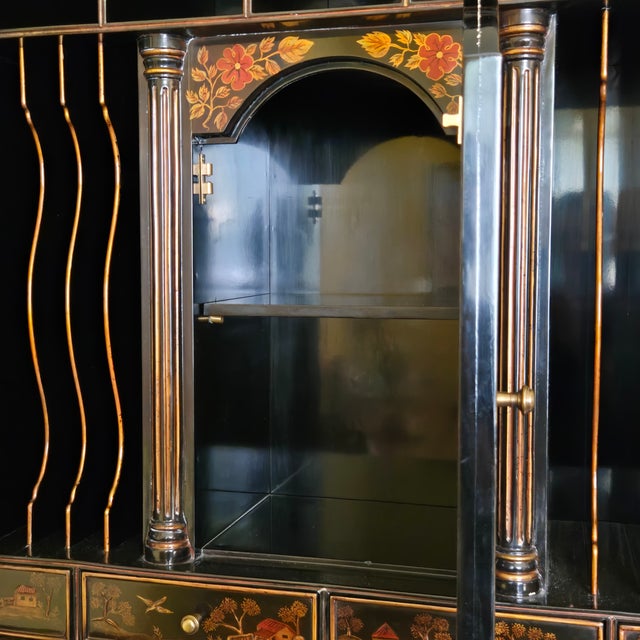 Unique Maitland-Smith Textured Chinoiserie Secretary Slant Front Mirrored Doors Stunning For Sale - Image 13 of 18