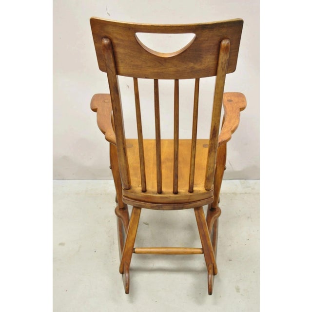 Vintage Sikes Co Maple Wood American Colonial Style Rocker Rocking Chair (B) For Sale - Image 10 of 12